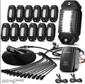 LEDMIRCY R2 Pure White Rock Lights Kit with Rocker Switch Wire Harness 12PCS
